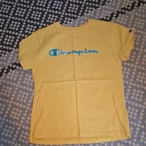 Champion Womens Tee in Yellow with Blue Logo